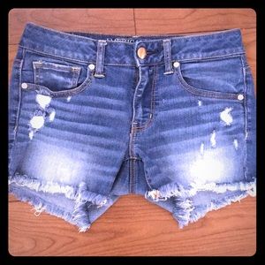American Eagle Denim Shorts, Destroyed medium wash